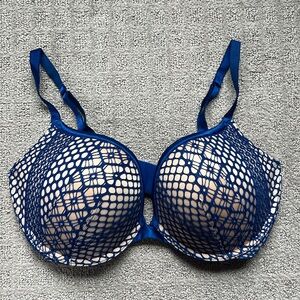 Victoria's Secret Very Sexy Push Up Cage Back Lace Bra Blue 34DD